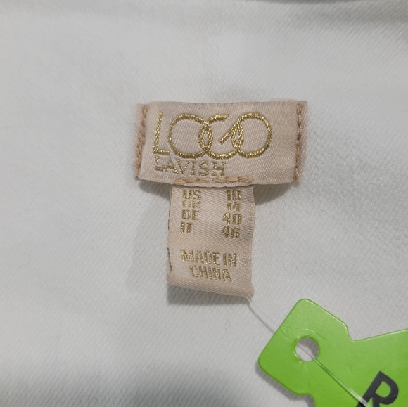 LOGO Lori Goldstein Women' Off White Denim Patchwork Button Front Jacket… - Picture 13 of 14